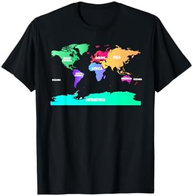 Amazon.com: World Map of All Seven Continents T-Shirt T-Shirt